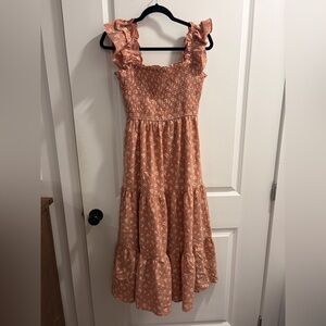 Wishlist Rust Checkered Smocked Top